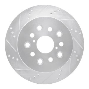 Lexus LS430 Brake Rotor (1) - Rear Left - R1 Concepts - Drilled & Slotted - Silver - `01-`06